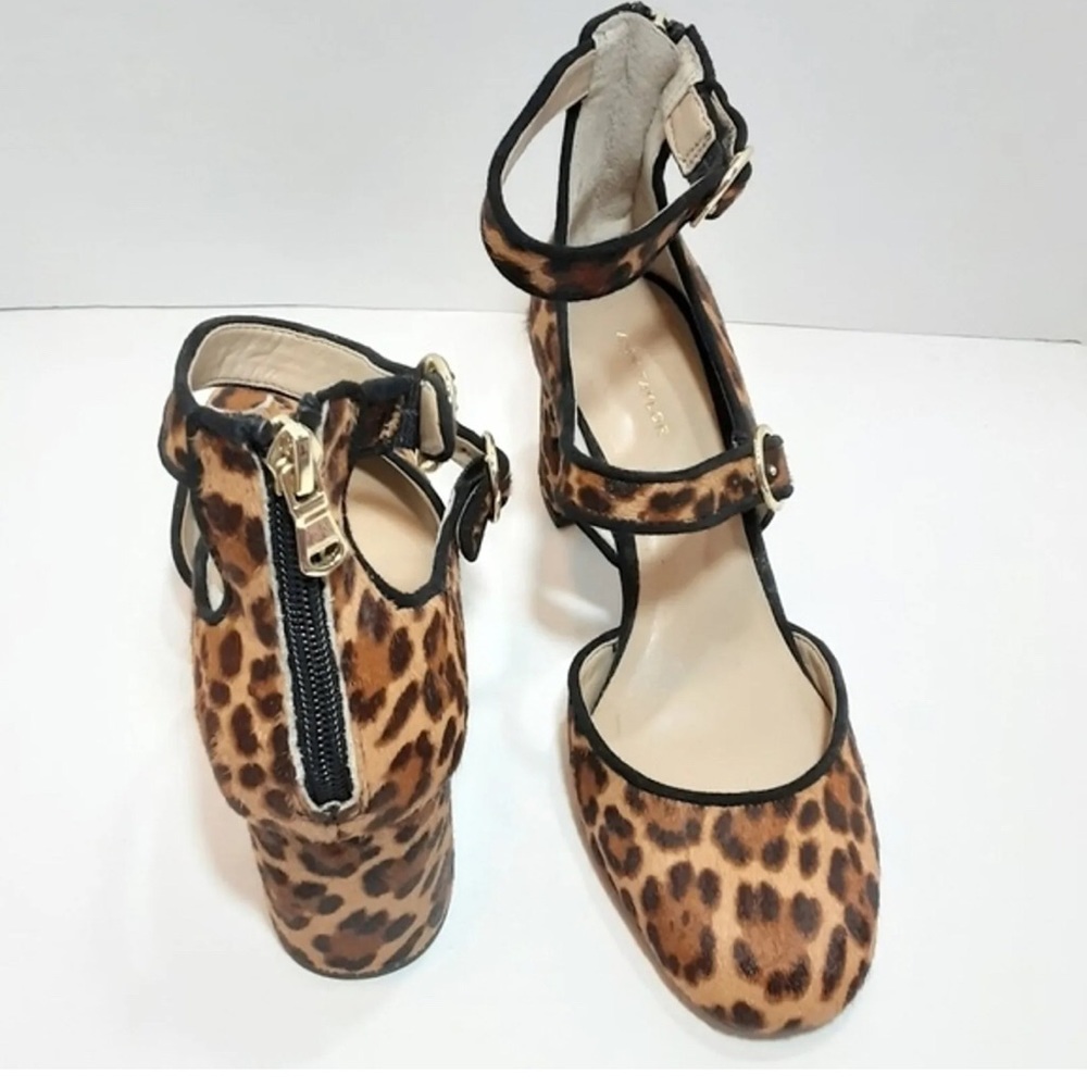 Ann Taylor Arielle Leopard Design Real Calf Hair Mary Jane Pumps Size 6